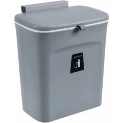 9L Hanging Kitchen Bin With Lid For Closet/Bathroom/Bedroom/Office/Camping/Toilet - Gray