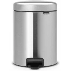 112645 Newicon Pedal Bin With Plastic Bucket, 5 L - Matt Steel