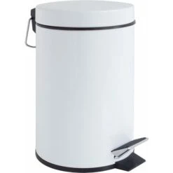 Pedal Bin 3L, Metal, White, 22.5 X 17 X 26 Cm