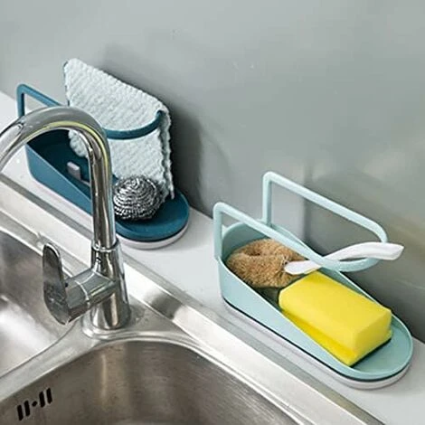 Expandable Sink Rack For Sink Storage Basket Soap Dish Rack Suction Cup Dish Rack For Home Or Kitchen - Light Blue - Image 2