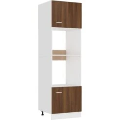 Microwave Cabinet Brown Oak 60x57x207 Cm Engineered Wood VidaXL