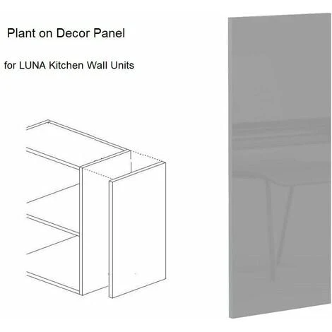 KITCHEN End Panel Left Right Universal Wall Unit Plant On Light Grey Gloss Luna - Image 2