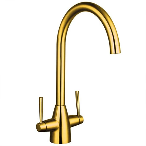 Brushed Gold Kitchen Sink Dual Lever Mixer Traditional Mixer - Image 2