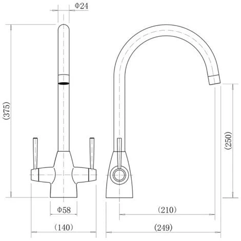 Brushed Gold Kitchen Sink Dual Lever Mixer Traditional Mixer - Image 3