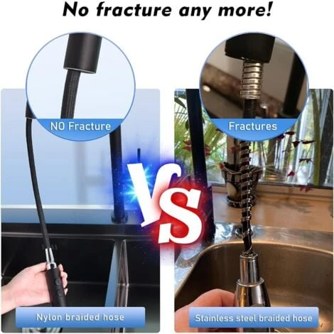 SHANFO Black Kitchen Faucet, Kitchen Mixer Tap With Pull Out Shower, 360° Rotatable Sink Mixer Tap With 2 Spray Modes Single Lever Modern Kitchen Faucet KB01E - Image 3