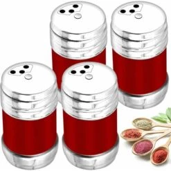 4 Pieces Spice Jars, Spice Boxes With Swing Lid For Salt, Pepper, Herbs, 3 Sprinkling Modes