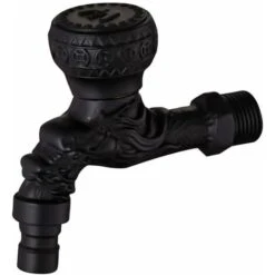 High Quality Retro Black Wall Mount Faucets Washing Machine Water Tap Mop Pool WC Faucets G1/2" With Lock Tap For Outdoor Decorative Garden Faucet