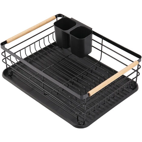 Livingandhome Black Metal Dish Rack Drainer With Removable Drainboard - Image 4