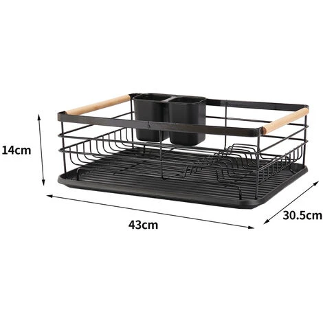 Livingandhome Black Metal Dish Rack Drainer With Removable Drainboard - Image 5