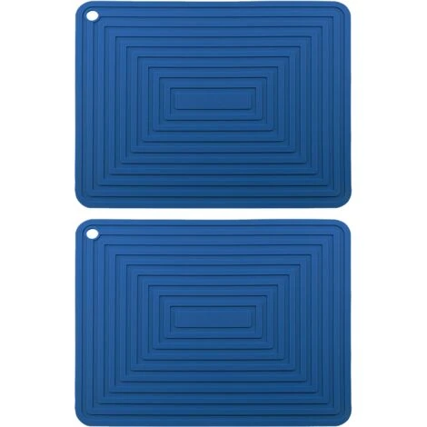 Silicone Trivet Mat For Hot Dishes/Heat Resistant Pot Holder, Non Slip Thick Flexible Hot Pads For Kitchen Table Blue