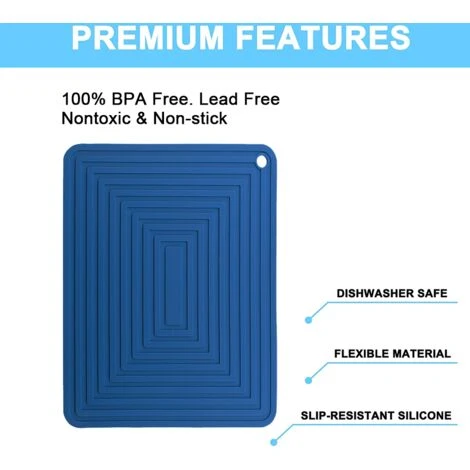 Silicone Trivet Mat For Hot Dishes/Heat Resistant Pot Holder, Non Slip Thick Flexible Hot Pads For Kitchen Table Blue - Image 3