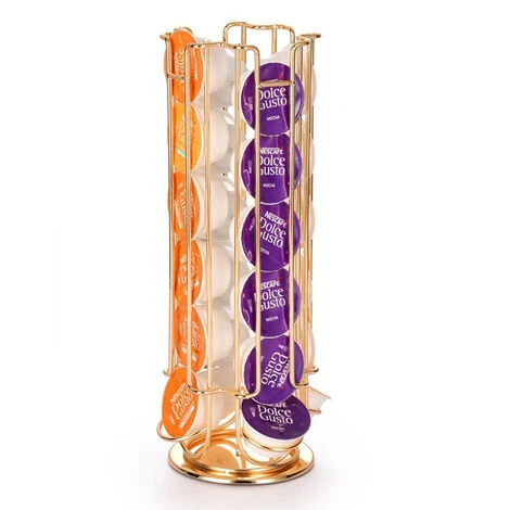 Luxurious Coffee Capsule Holder. Suitable For 24 Capsules. Coffee Capsule Carousel Storage, Organizer And Dispenser. Rotating Tower Stand For Counter, Cafe, Housewarming