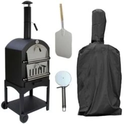 Outdoor Pizza Oven, 12 Pizza Peel & Rain Cover / Charcoal Fired
