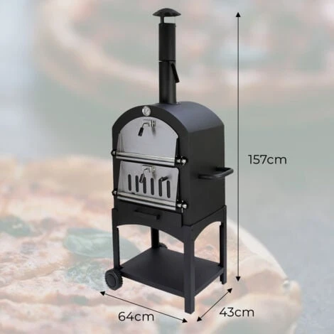 Outdoor Pizza Oven, 12 Pizza Peel & Rain Cover / Charcoal Fired - Image 3