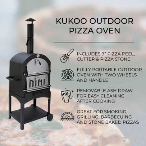 Outdoor Pizza Oven, 12 Pizza Peel & Rain Cover / Charcoal Fired - Image 4