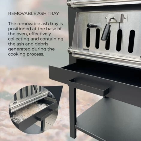 Outdoor Pizza Oven, 12 Pizza Peel & Rain Cover / Charcoal Fired - Image 5