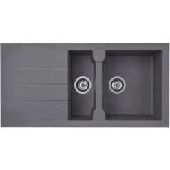 Liquida LP15GR 1.5 Bowl Composite Inset Reversible Grey Kitchen Sink