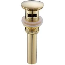 Modern Pop-up Retro Sink Plug Waste Clicker With Overflow Brass Gold Universal Sink Drainer Valve Basin Siphon With Overflow Hole Polished- With Overf