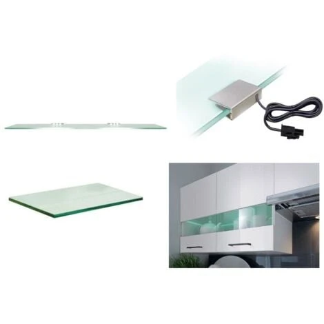 800 Glass Kitchen Cabinet Unit Wall Display Cupboard 80cm With LED Lights White Low Gloss Junona - Image 4