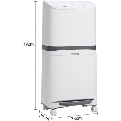 Livingandhome White 48L Step On Rubbish Bin Double Layer With Inner Buckets - Image 5