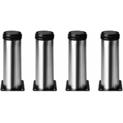 Packs 200mm Height Stainless Steel Kitchen Adjustable Feet Round 2 Dia Furniture Legs Cabinet Desk Table Metal Legs - Adjustable Height (Total:200-215mm)