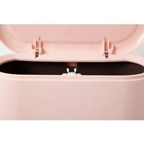 Mini Counter Top Trash Can Press Cartridge Lid Trash Can Makeup Holder Vanity Bathroom Kitchen Car Office Desk (Light Pink) - Image 2