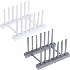 2 Pack Dish Rack Lid Holder Plastic Drain Rack Plate Lid Holder For Plates Bowls Cups Pot Lids Cutting Boards Books - 6 Racks