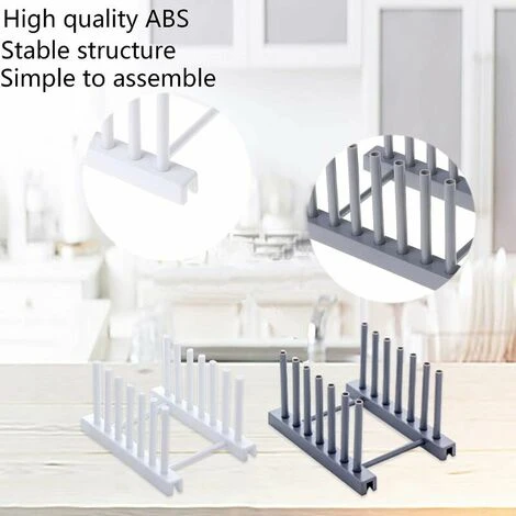 2 Pack Dish Rack Lid Holder Plastic Drain Rack Plate Lid Holder For Plates Bowls Cups Pot Lids Cutting Boards Books - 6 Racks - Image 3