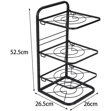 Livingandhome Kitchen 4 Tier Pan Organizer Rack Cookware Holder Stand - Image 5