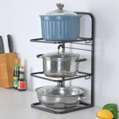 Livingandhome Kitchen 3 Tier Pan Organizer Rack Cookware Holder Stand