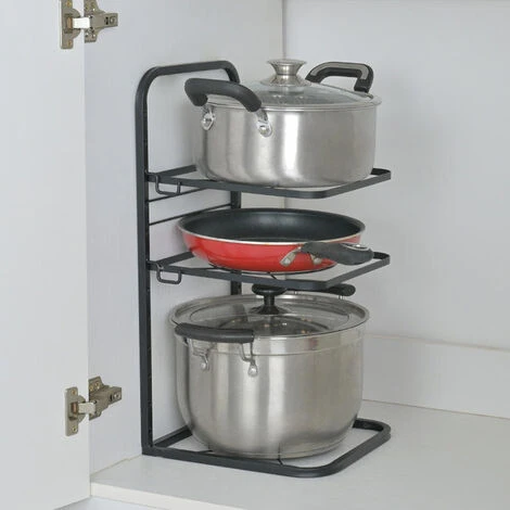 Livingandhome Kitchen 3 Tier Pan Organizer Rack Cookware Holder Stand - Image 2