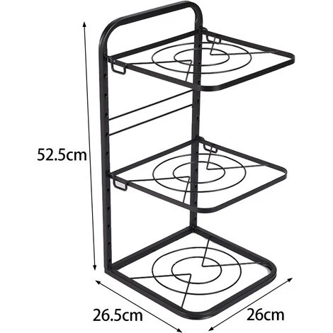 Livingandhome Kitchen 3 Tier Pan Organizer Rack Cookware Holder Stand - Image 5