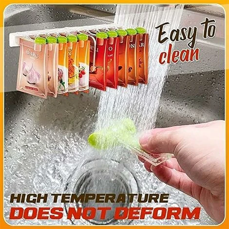 RHAFAYRE Wall Mounted Spice Bag Rack - No Punch Hook Hanging Design For Kitchen Seasoning Bag, Spice Storage Rack With Clip Closure And Dispenser - Image 4