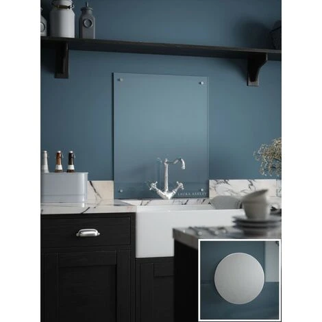 Laura Ashley Clear Glass Kitchen Splashback (Satin Chrome Cap) 900 X 750mm