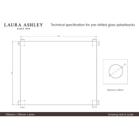 Laura Ashley Clear Glass Kitchen Splashback (Satin Chrome Cap) 900 X 750mm - Image 2