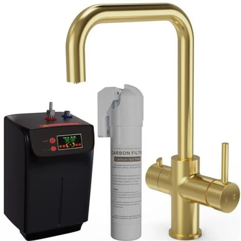 Liquida EBT311BR 3 In 1 Brushed Brass Instant Hot Water Kitchen Tap