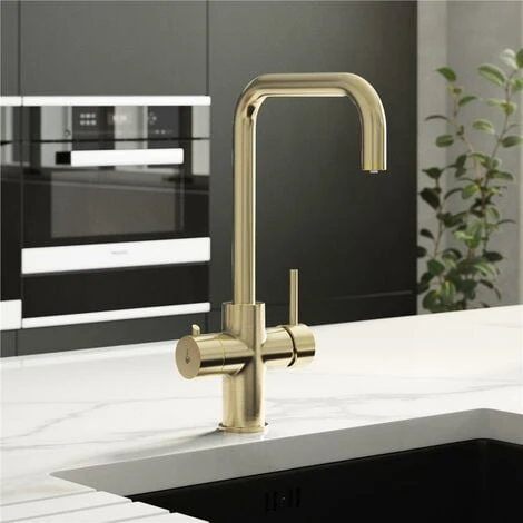 Liquida EBT311BR 3 In 1 Brushed Brass Instant Hot Water Kitchen Tap - Image 2