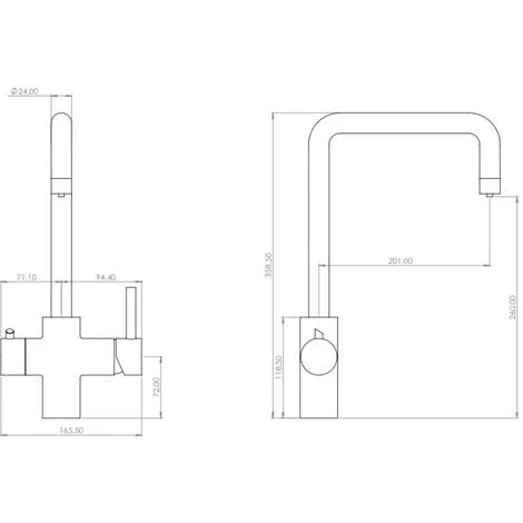 Liquida EBT311BR 3 In 1 Brushed Brass Instant Hot Water Kitchen Tap - Image 4