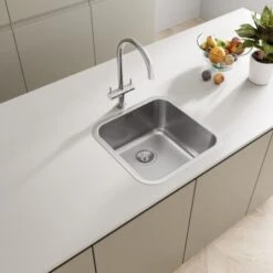 S�uber Kitchen Sink Single Bowl Brushed Stainless Steel Undermount Square Waste