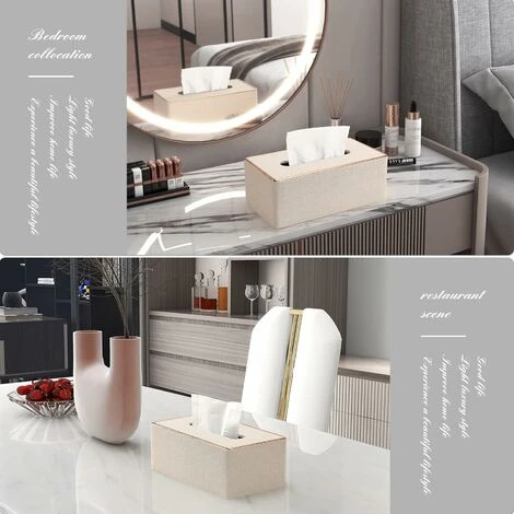 Tissue Box Cover, Kleenex Rectangular PU Leather Tissue Box Holder For Home/Office - Image 2