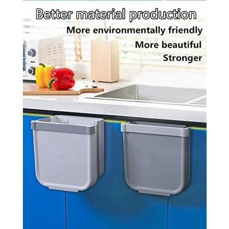 LITZEE Folding Kitchen Trash Can Door Kitchen Trash Can Wall Mounted For Car Home Office, Only One, Small, White - Image 4