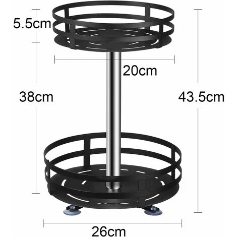LITZEE Rotating Spice Rack 2 Tier Rotating Spice Rack Stainless Steel Rotating Spice Rack Kitchen Cabinet Cabinet Organizers 360° Adjustable Height -Round - Image 3