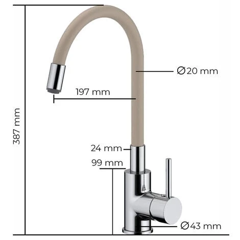 Siko Shape Memory Kitchen Mixer, Beige Silicone Curve (SIKOBSLPRO290BE) - Image 2