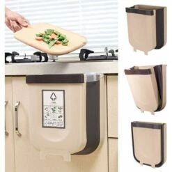 5 L Integrated Kitchen Bin To Suspend For Cupboard, Car, Kitchen Door, Bedroom, Drawer, Dormitory, Automatic Bin (5L, Brown)