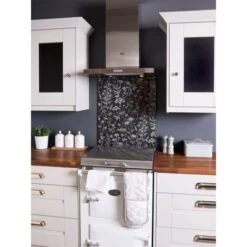 Laura Ashley Lisette Metallic Charcoal Glass Kitchen Splashback 900 X 750mm
