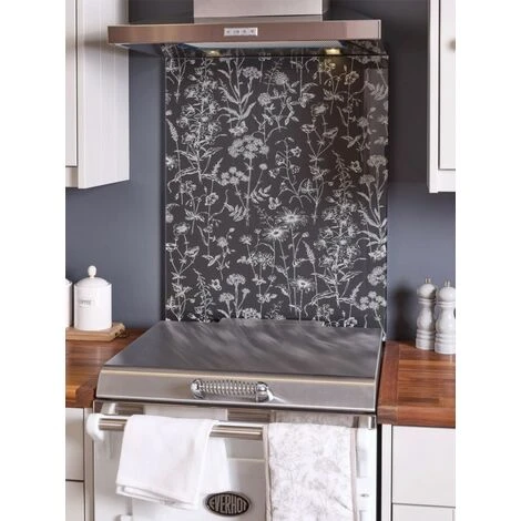Laura Ashley Lisette Metallic Charcoal Glass Kitchen Splashback 900 X 750mm - Image 2