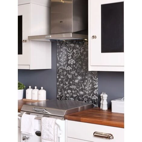 Laura Ashley Lisette Metallic Charcoal Glass Kitchen Splashback 900 X 750mm - Image 3
