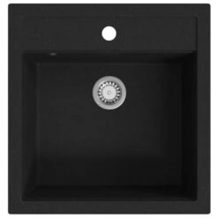 Granite Kitchen Sink Single Basin Black VidaXL