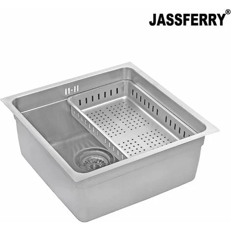 JASSFERRY Undermount Kitchen Sink Single Deep Bowl With Stainless Steel Dish Drainer Rack With Strainer Waste, 440 X 440 Mm - Image 4