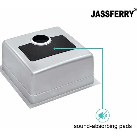 JASSFERRY Undermount Kitchen Sink Single Deep Bowl With Stainless Steel Dish Drainer Rack With Strainer Waste, 440 X 440 Mm - Image 5